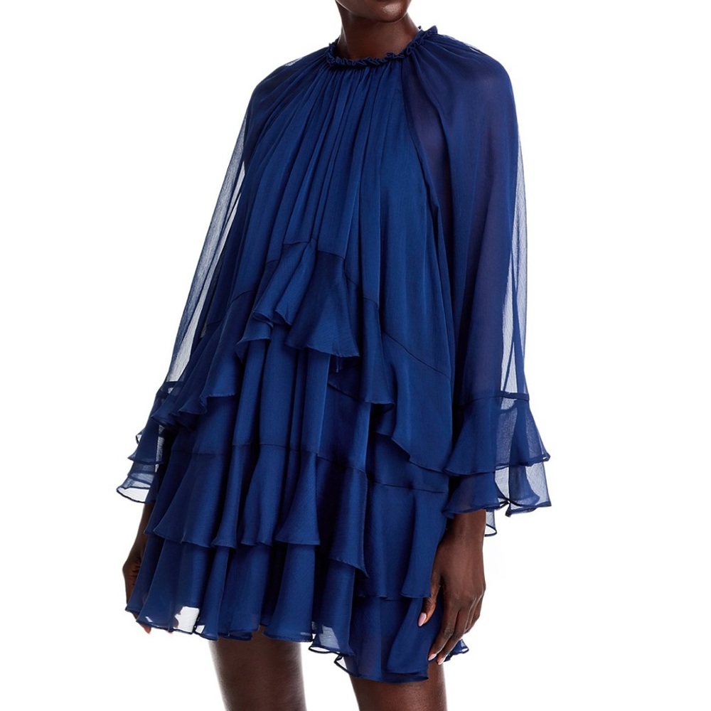 Aqua Boho Long Sleeve Chiffon Dress
